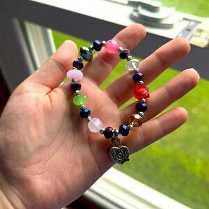 Prayer Box Charm Bracelet Vintage Silver Tone & Glass Bead. Working prayer box!